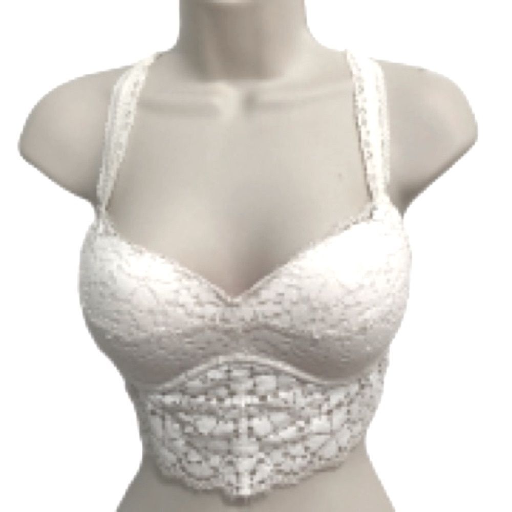 VICTORIAS SECRET PINK Creamy White Bra Lace Bralette Womens Medium